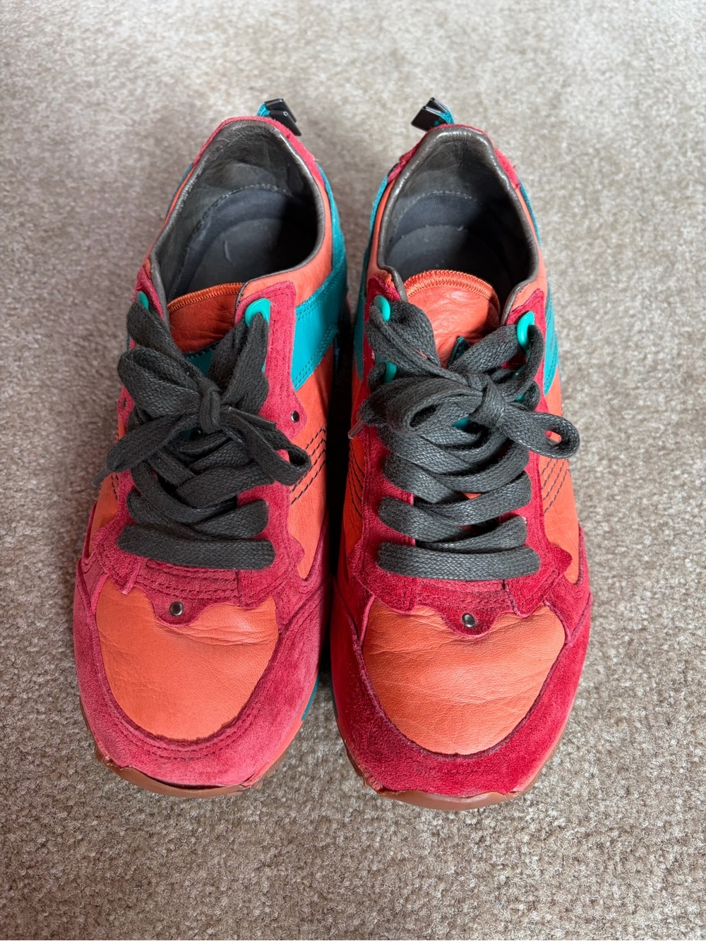 Diesel red, orange and teal sneakers